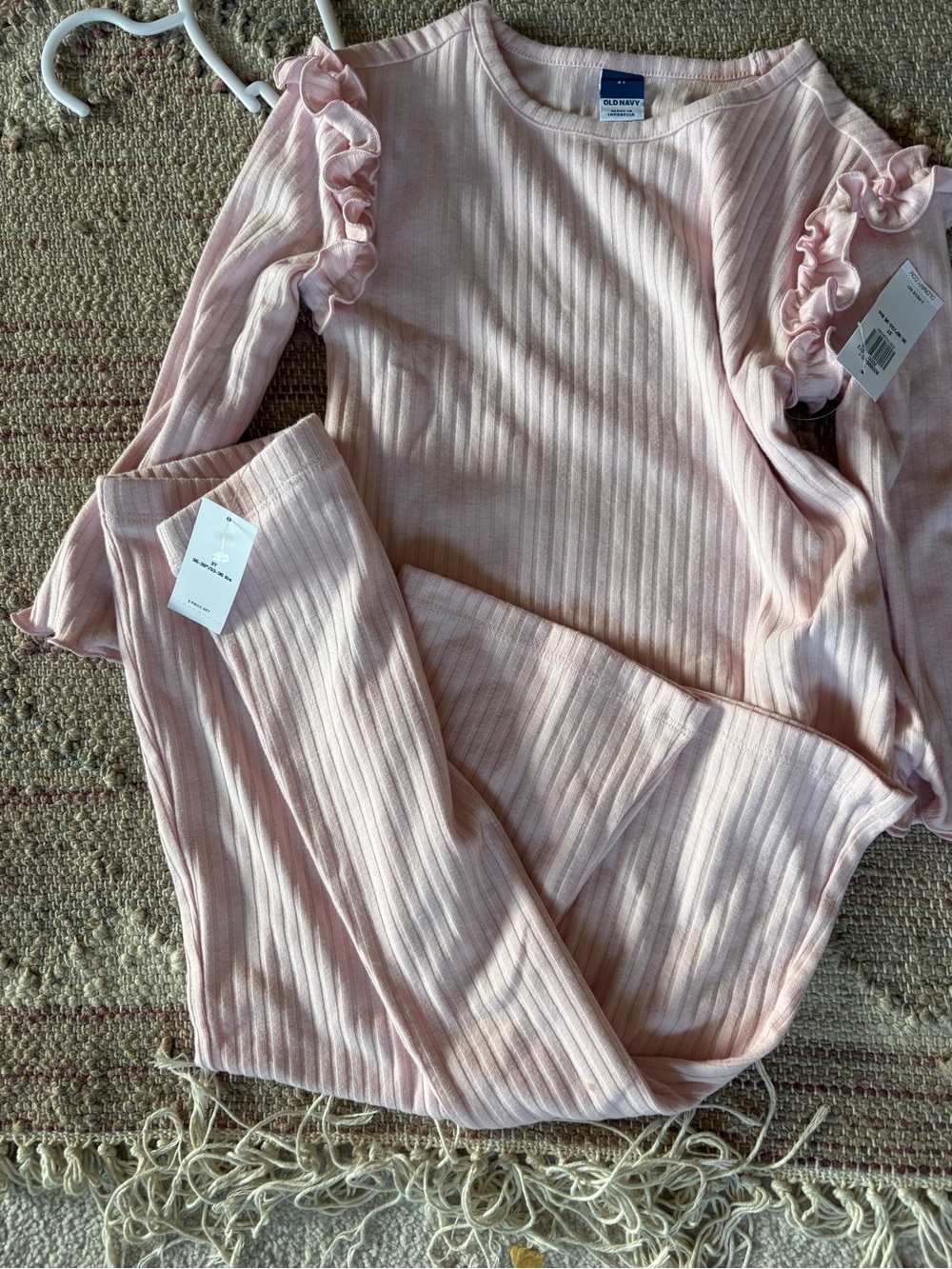 Old Navy Ribbed Ruffle-Sleeve Lounge Set - Blush Pink